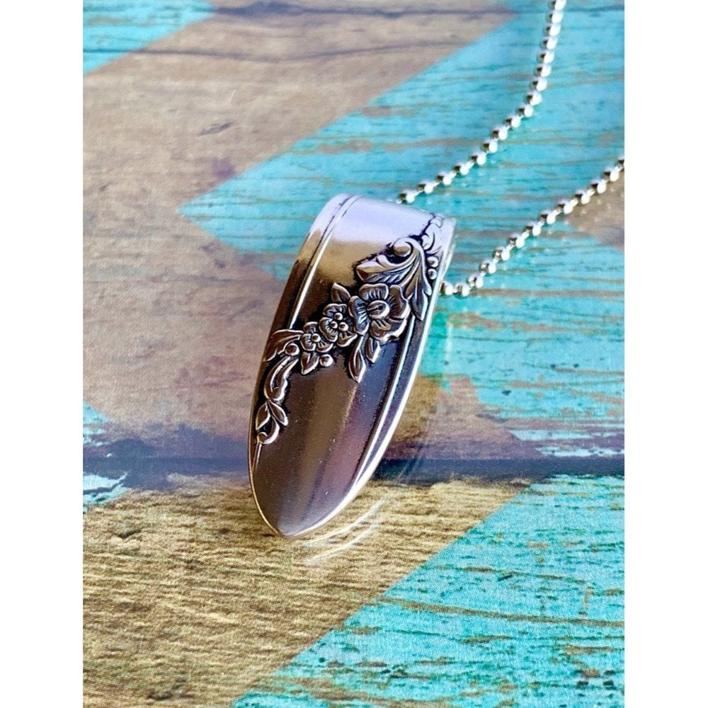 1946 Queen Bess Pendant, Floral, SIlverware Jewelry, Gift for Her, Unique
